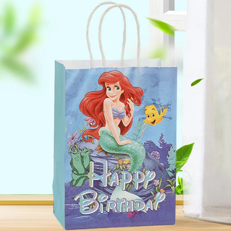 Подарочный пакет Тема Русалочка Ариэль, 5/40 штук, бумажный крафт, для дня рождения и вечеринки под водой.