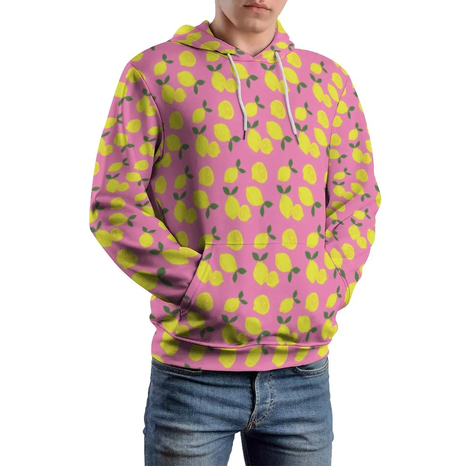 

Yellow Lemon Print Loose Hoodies Citrus Fruit Streetwear Hoodie Male Long Sleeve Trendy Pattern Sweatshirts Plus Size 5XL 6XL