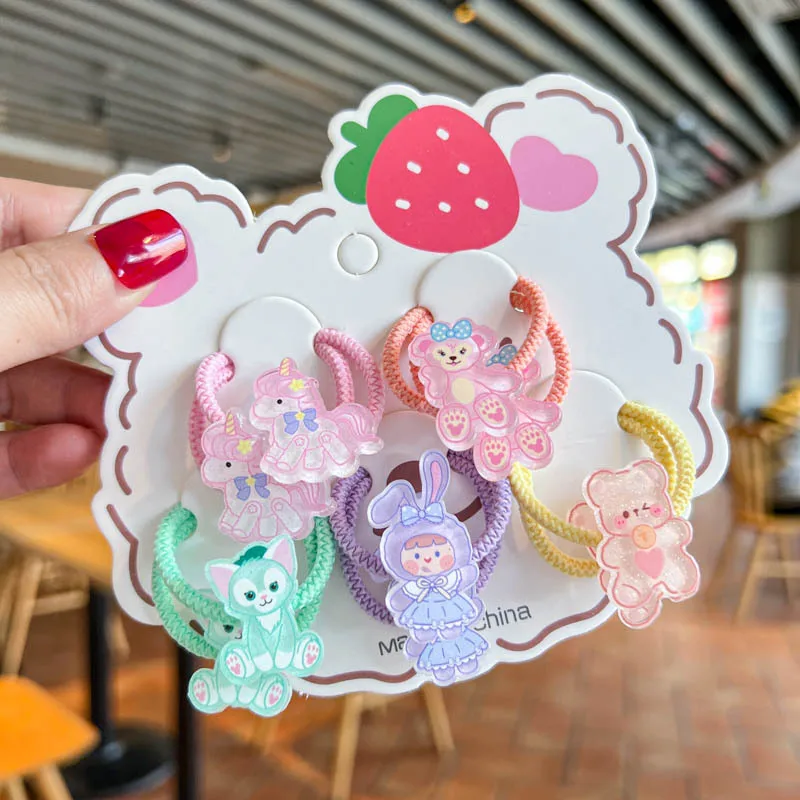 

5 пар/партия, резинки для волос с мультяшным принтом