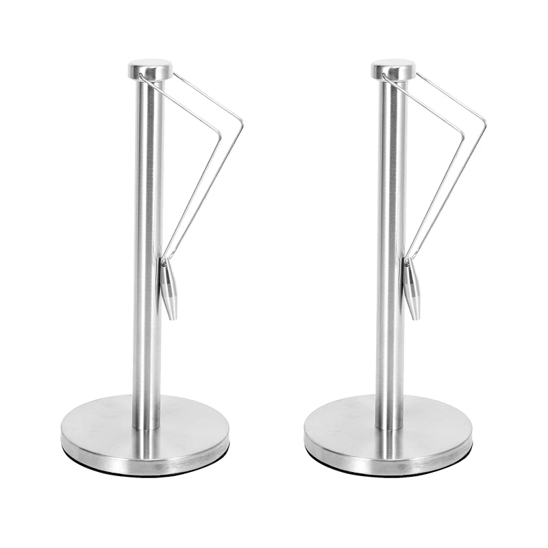 

2X Paper Towel Holder Stainless Steel Paper Towel Holder With Non-Slip Mat Fits Standard And Jumbo-Sized Rolls