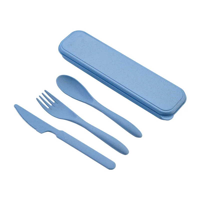 Creative portable cutlery box knife fork and spoon set plastic student canteen travel three-piece |