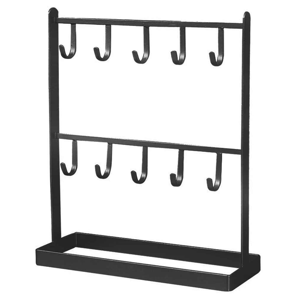 

Tabletop Iron Jewelry Jewelry Earring Hanger Necklace Ring Earring Earring Shelf Display Shelf Porch Key Rack Black