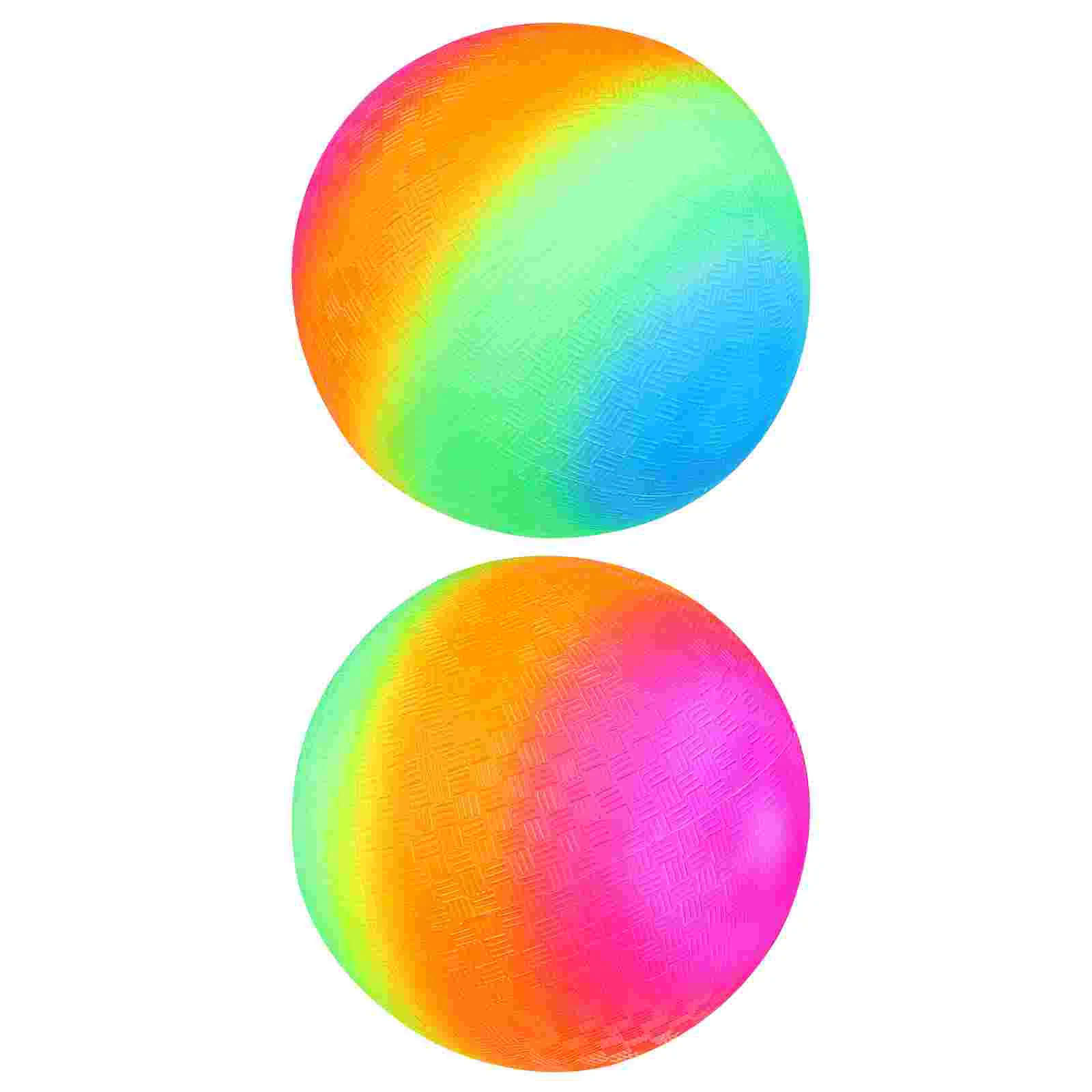 

2 Pcs Rainbow Playground Ball Flapping PVC Kickball Balls Kids Pat The Color Handball Beach Bounce Child