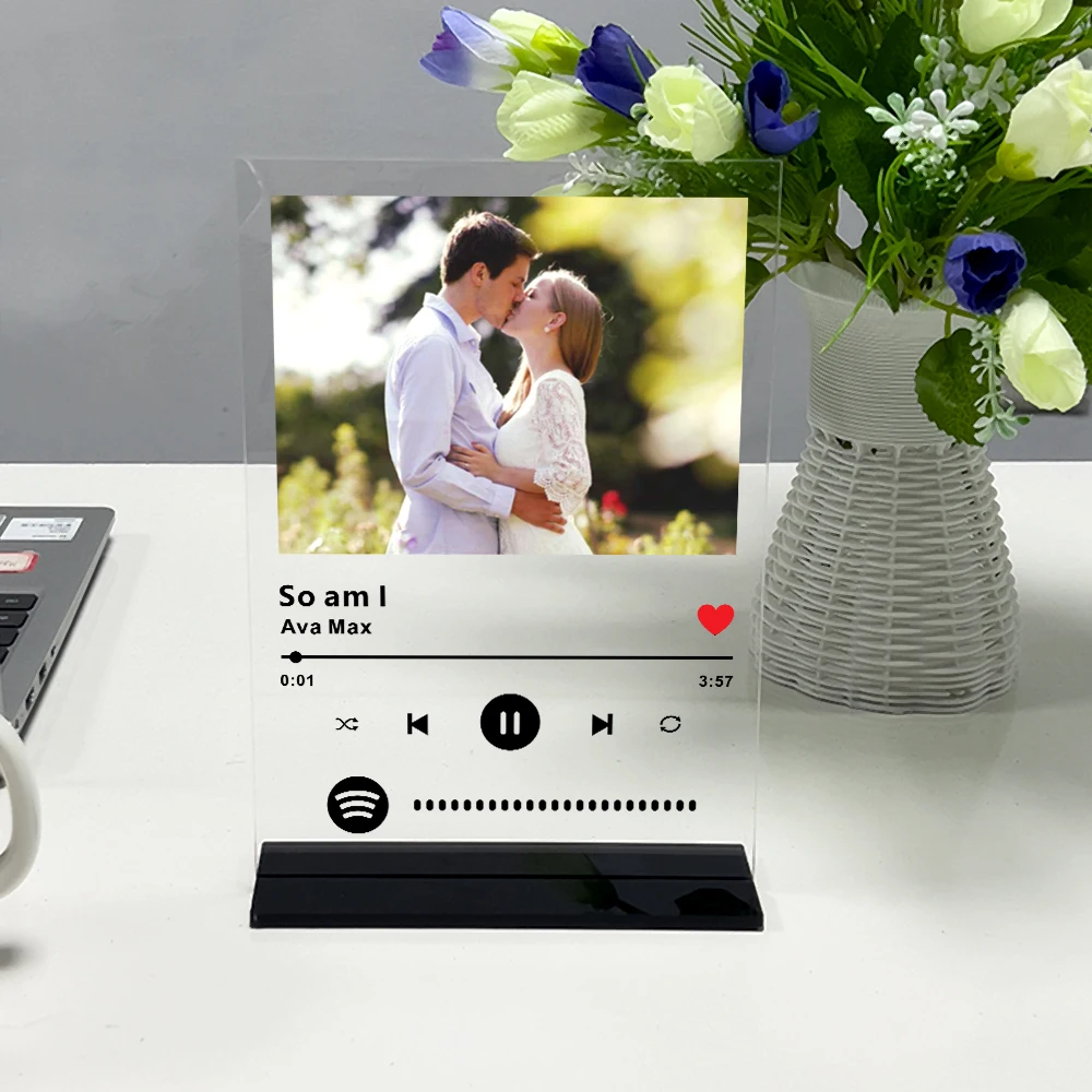 

Personalized Music Spotify Plaque Code Acrylic Stand Custom Couples Women Photo Album Cover Art Player Birthday Valentine' Gifts