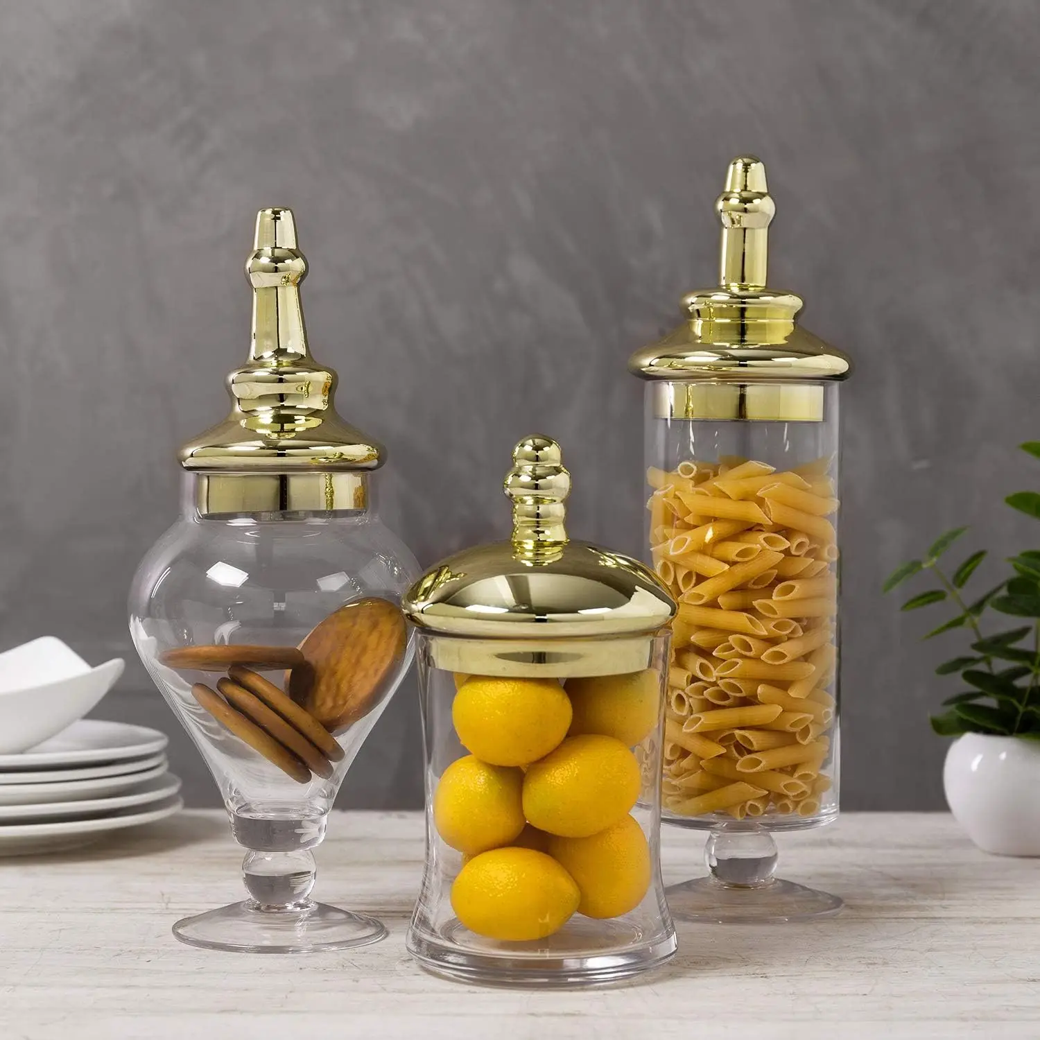 

of 3 Antique Apothecary Style Glass Jars with Metallic Brass-Tone Lids Tiny bottles with cork Potion Reward jar Stash jar Small
