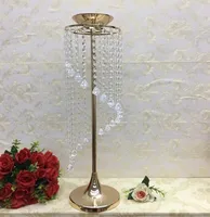 silver Gold Crystal Wedding Centerpiece party backdrops props crystal candle holder Table Flower Banquet metal rack Decoration
