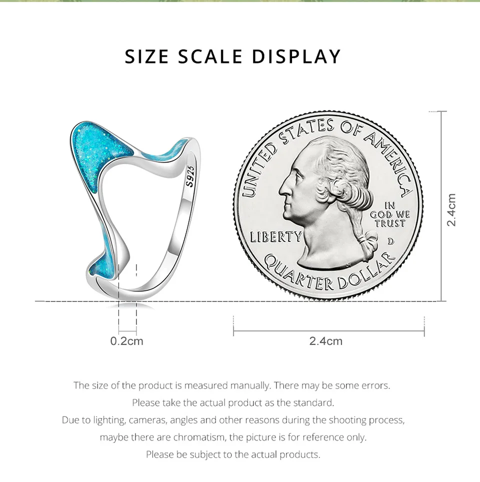 WOSTU стерлингового серебра 925 пробы 3D волнистый стиль синие кольца для женщин
