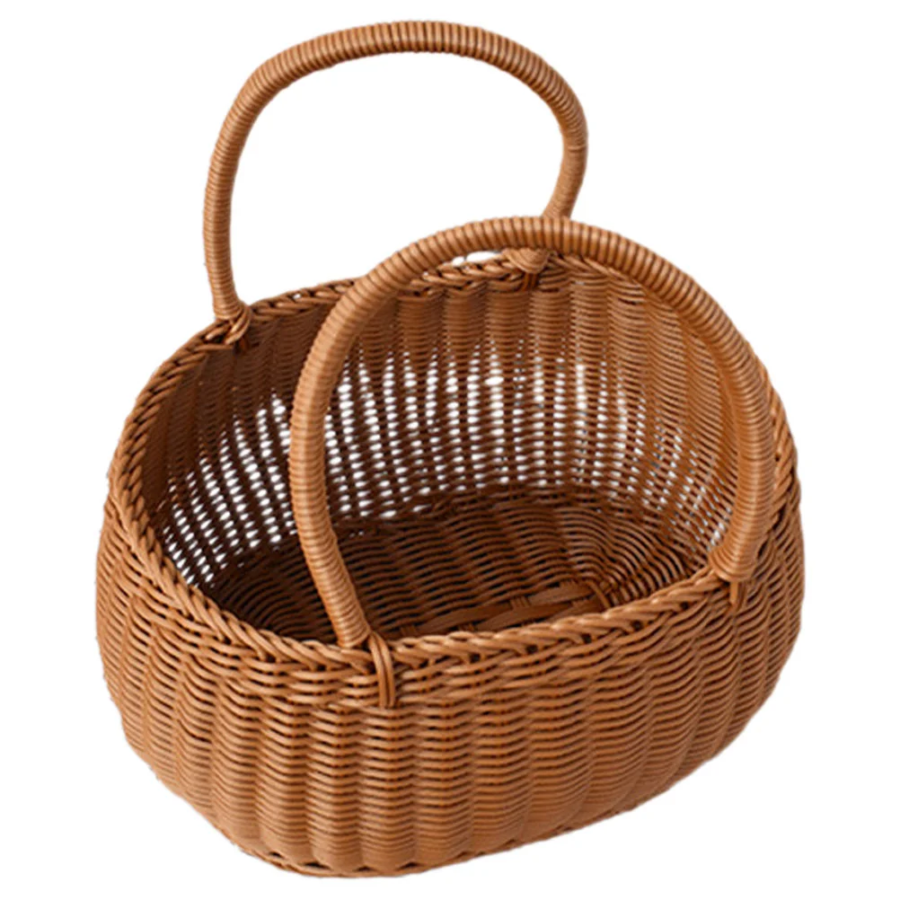 

Flower Woven Basket Picnic Handheld Decorative With Handle Fruit Storage Decorate