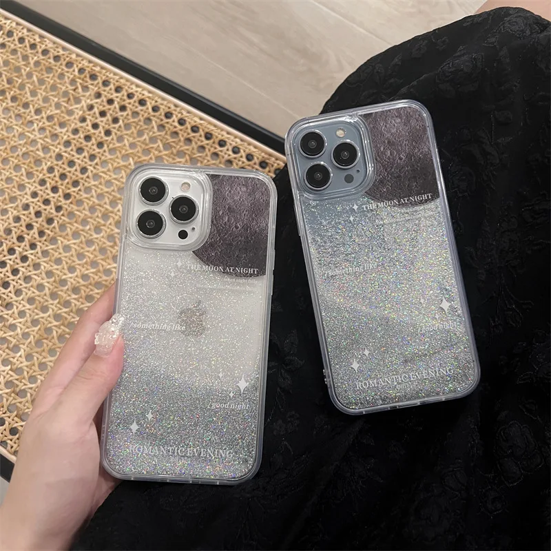 

Fashion Silver Quicksand Phone Case Cover for IPhone 14 Plus 11 12 13 14 Pro X XR XS Max Shockproof Cases for IPhone 14 Case