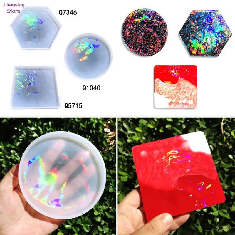 

Table Coffee Tea Mats Coaster Molds Holographic Light and Shadow Round Cup Pad Silicone MoldFor Epoxy Resin Making Tray Molds