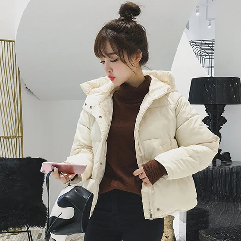 Autumn Winter Jacket Women Short Female Jacket Hooded Thick Warm Parkas Woman Solid Thickening Padded Clothing S-2XL Overcoat