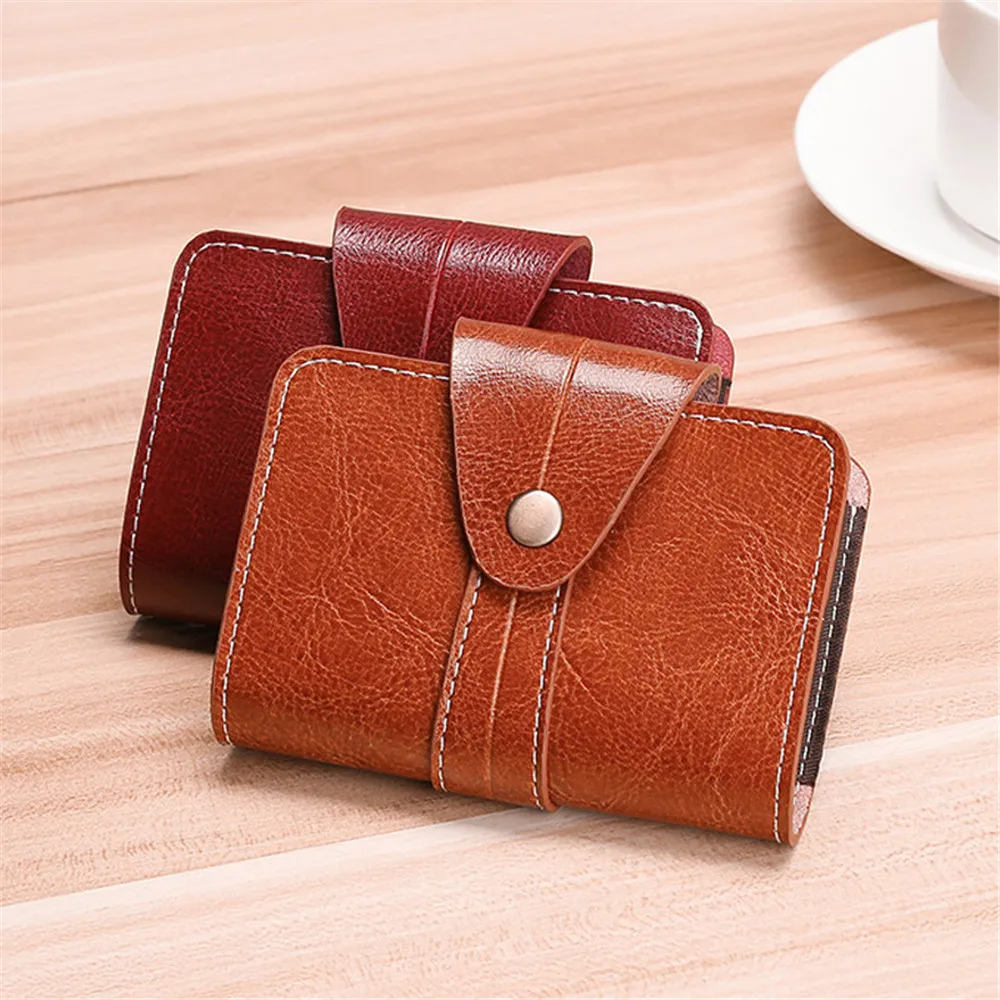 

Leather Card Bag 24 Bits Card Case Business Card Holder Men Women Credit Passport ID Card Wallet Change Money Bag Coin Pocket