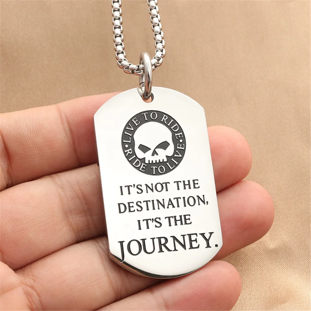

Men's Vintage Titanium Steel Skull Tag Pendant Necklace Punk Jewelry Gift