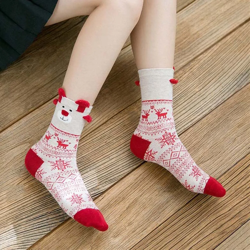 Мультяшные Чулочные изделия рождественские носки до лодыжки с оленем