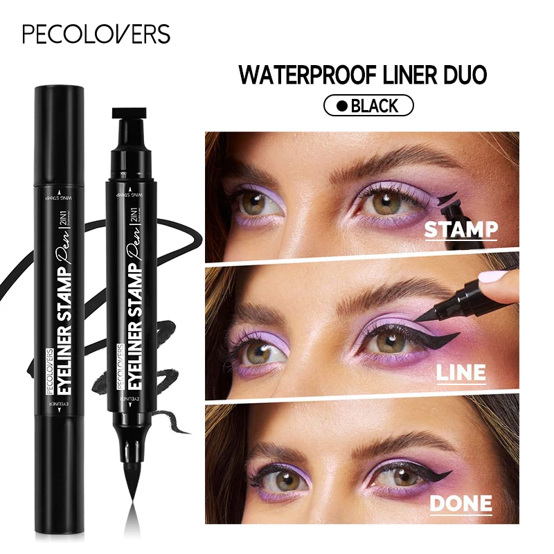 Двухсторонняя жидкая подводка для глаз карандаш 2 в 1 водонепроницаемая печать