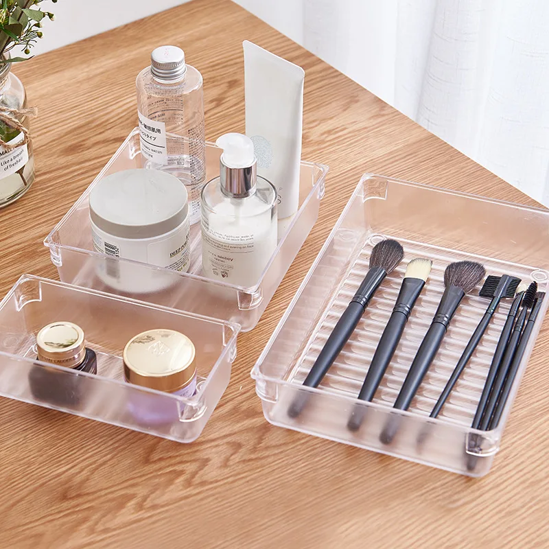 

Variety Storage Ways Desk Drawer Organizers Plastic Stackable Design Durable And Non-slip Jewelry Box Transparent Clear Plastic