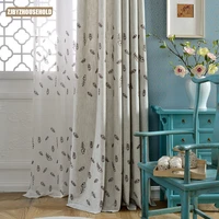 bedroom living room curtains nordic style thickened cotton and linen embroidered simple modern embroidery gauze fish solid color