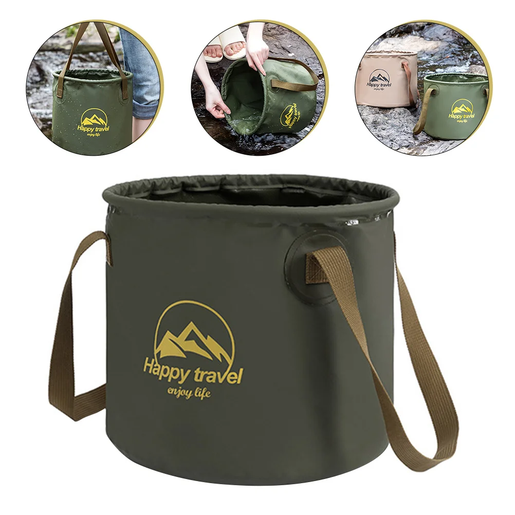 

Collapsible Bucket with Handle Space Saving Wash Basin Travel Folding Water Bucket Container for Camping Hiking Backpacking-