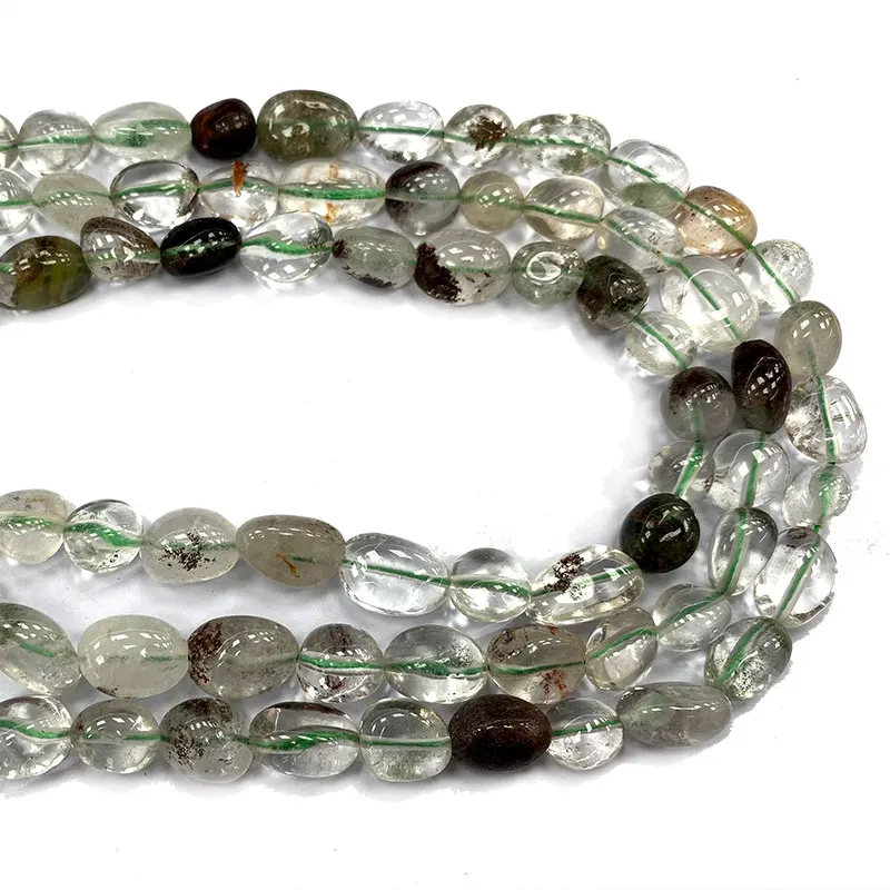 

Бусины из натурального зеленого фантомного кварца, 8-10 мм, 15 дюймов