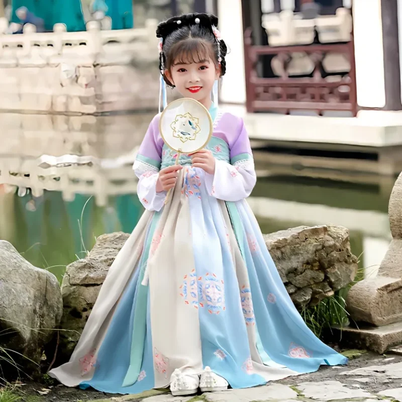 Детское женское китайское платье ханьфу ретро Повседневное для девочек с