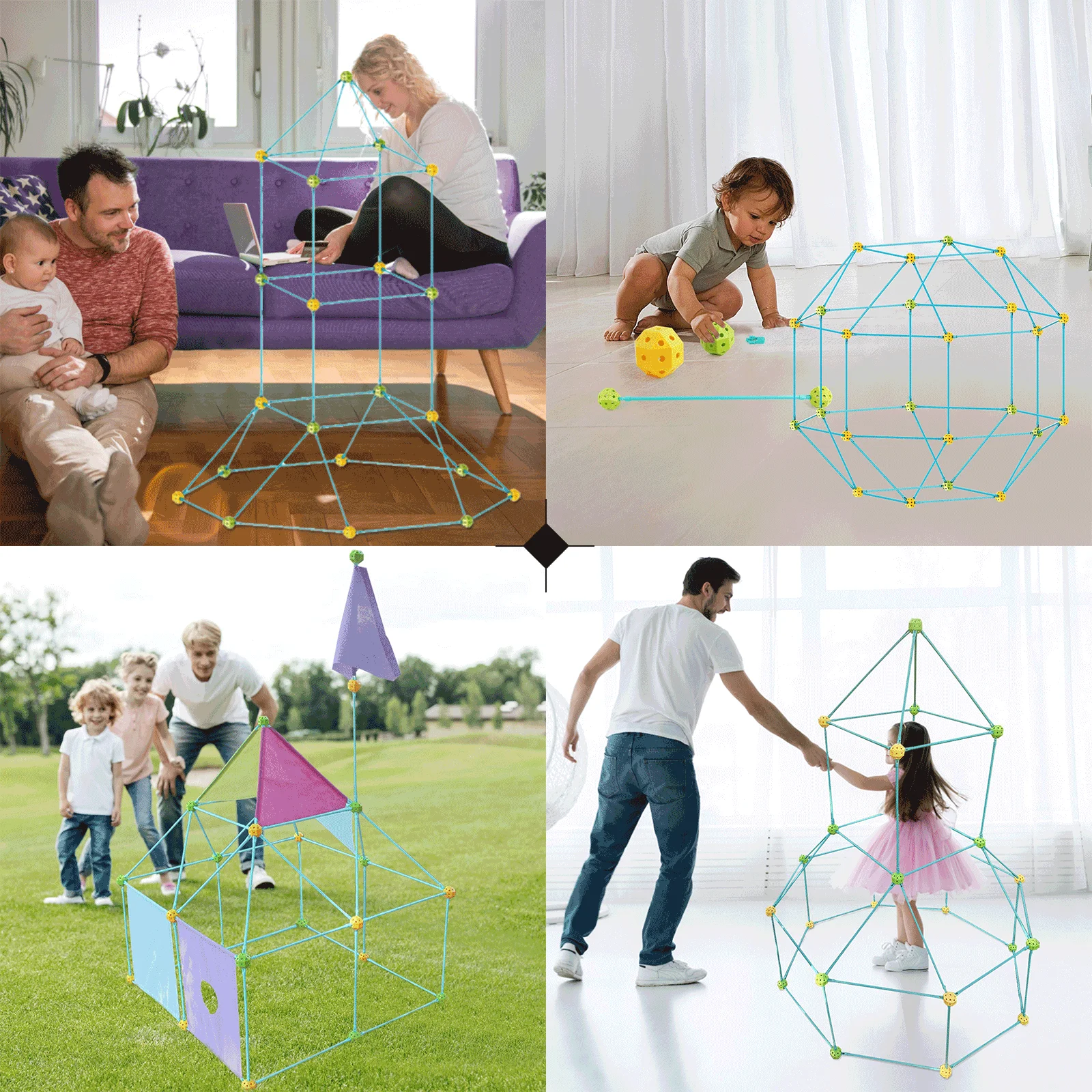 Castles Tunnels Kids Tent Play House Construction Fort Building Kit DIY Fortress Outdoor Sports Games Toys Set for Children Gift |