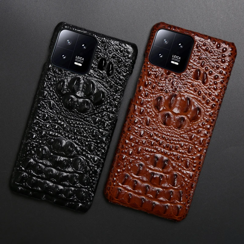 

Genuine Leather Phone Case For Xiaomi 6 8 9 Pro 6X A1 A2 A3 Lite Poco F1 F2 pro X3 Case Cowhide Crocodile Head Back Cover