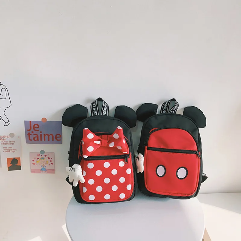2022 New Korean Ins Style Cartoon Children's Bags Cute Kindergarten Mickey Minnie Mouse Schoolbag Boy and Girls Light Backpack