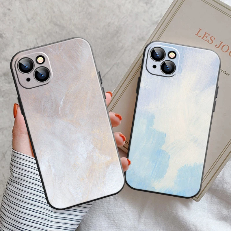 

Oil Paint Gradient Phone Case For iPhone 13 11 Pro 12 Mini MAX X XR XS 8 7 Plus 6 6s SE 2020 Liquid Silicon Silicone Cover Back