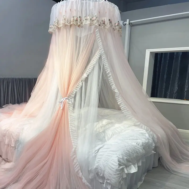 

Home Girls Room Hung Dome Mosquito Net Encrypted Double Gauze Mosquito Net Round Portable Outdoor Camping Anti-Mosquito Netting