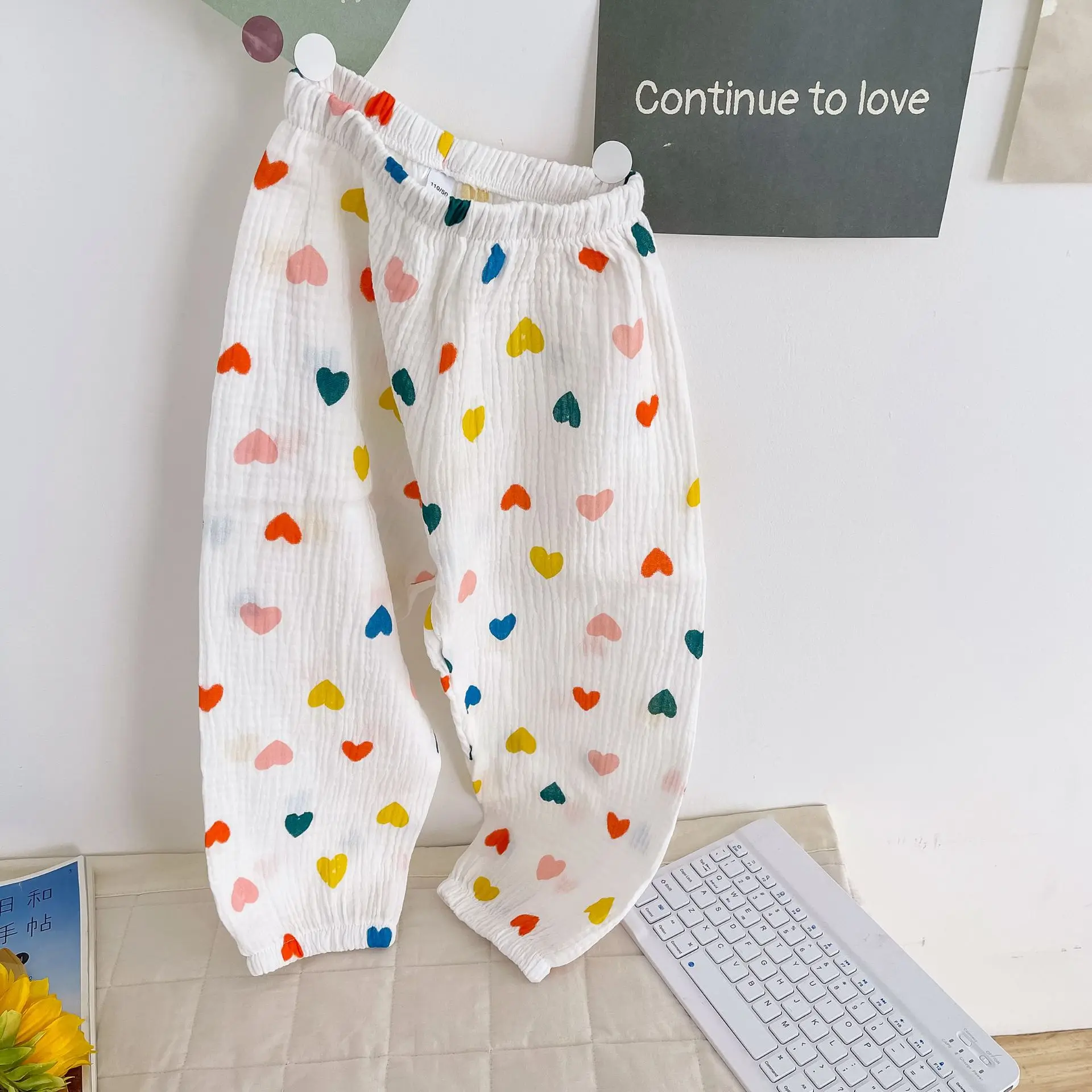 

Breathable Comfortable Anti-mosquito Pants for Toddler Girls Summer Boys Household Trousers Cotton Print Casual Pants for Kids