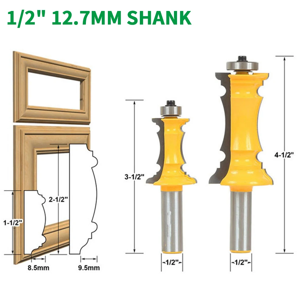 

1PC 1/2" 12.7MM Shank Milling Cutter Wood Carving Mitered Door & Drawer Moldin Line Knife Woodworking Tenon Cutter Router Bit