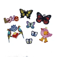 100pcslot embroidery patch animal bird butterfly flower love kids clothing decoration sewing accessory craft diy iron applique