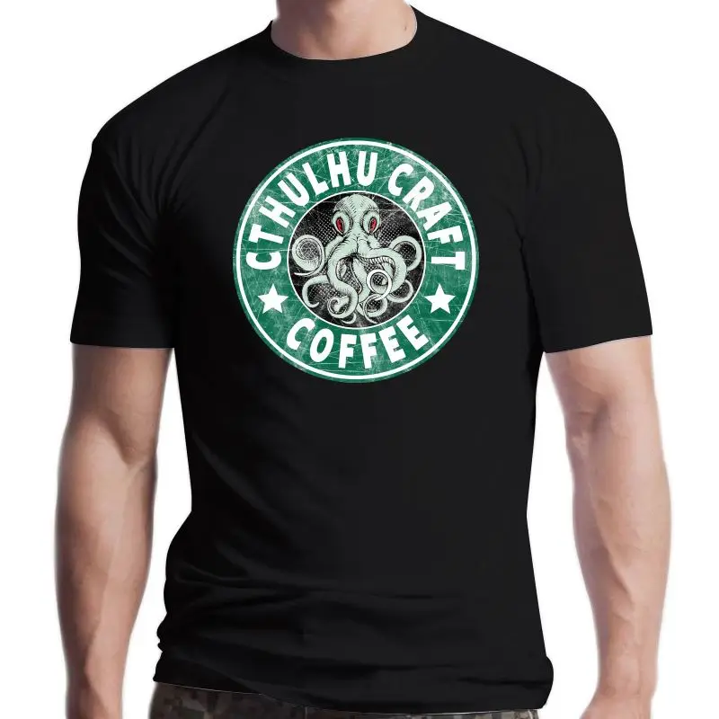 

Новые мужские футболки Cthulhu с принтом крафт кофе Cuthlhu Lovecraft Веселые топы с круглым вырезом и короткими рукавами футболки из чистого хлопка ул...