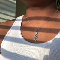 2022 punk snake pendant necklace silver color unquie men women neck jewelry statement pouplar necklace wholesale