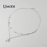 umode double layered ball %ef%bc%86 star cubic zirconia necklaces for women personality party gifts drop free shipping wholesale un0435