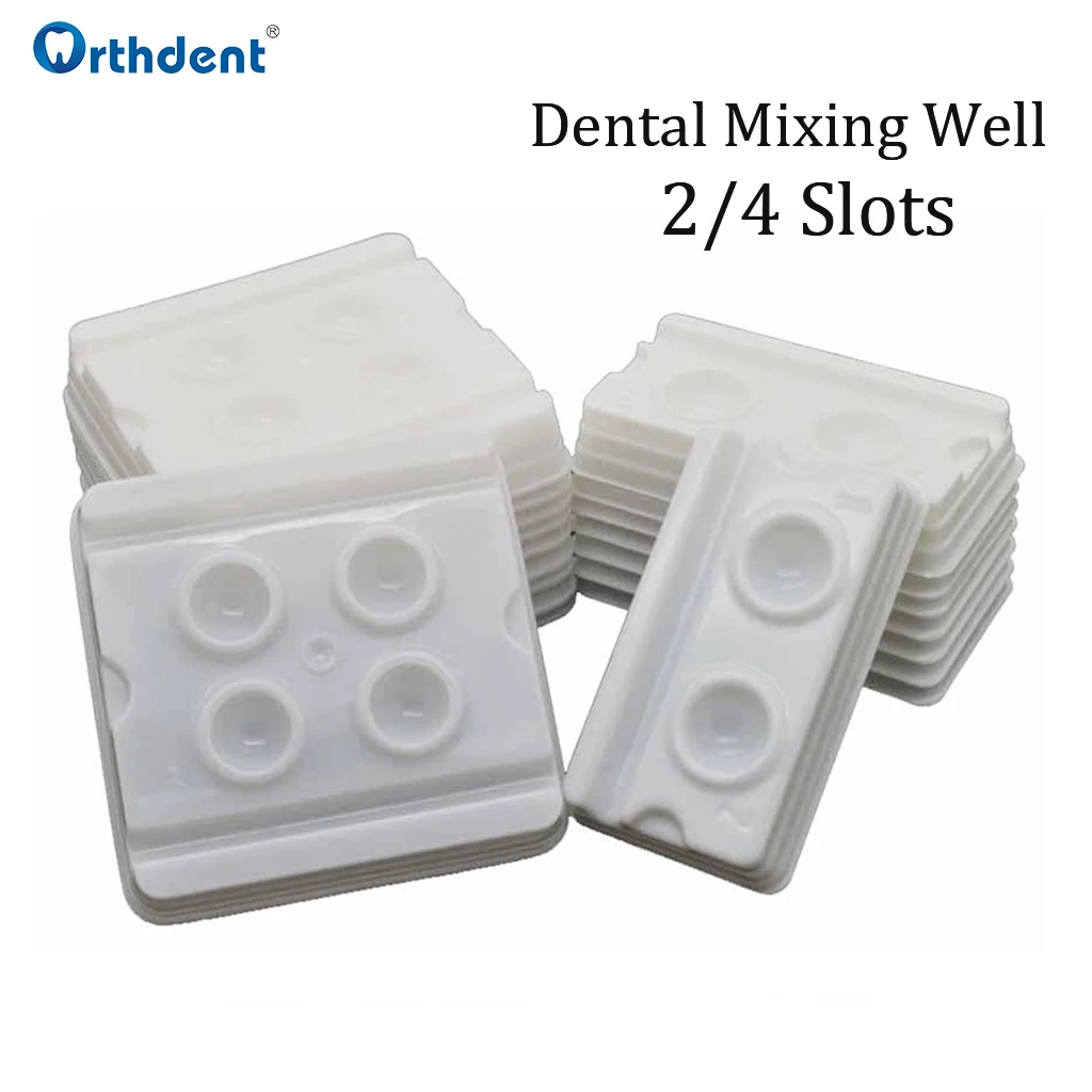 100Pcs Dental Mixing Wells Disposable Bonding Resin Adhesive Dentistry Composite Material Plastic Palette 2/4 Slots Dentist Tool