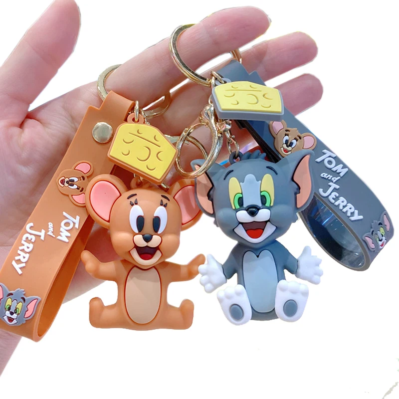 

Tom and Jerry keychain Anime Cartoon Ornament Keychain Car Key Bag Pendant Cute Cat Mouse Action Doll Collectibles Kids Gift Toy