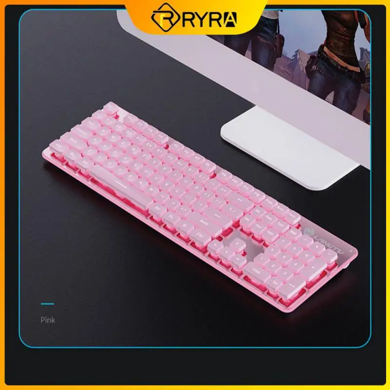 

RYRA Wired 104 Keyboard Film Luminous Suspension Mute USB Game Office Computer Wired Gaming Keyboard For Gamer Laptop Computer