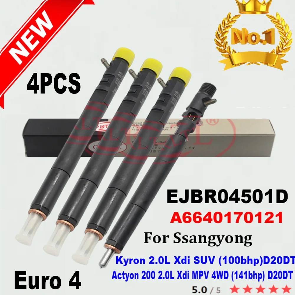 

4PCS GENUINE NEW INJECTOR A6640170121 6640170121 EJBR04501D NOZZLE FOR SSANGYONG DIESSEL ACTYON KYRON REXTON Euro 4
