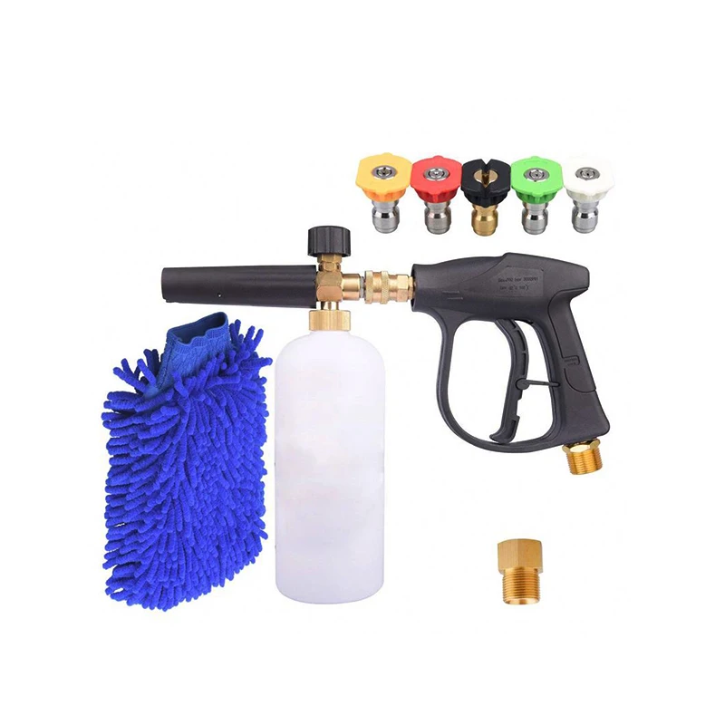 High Pressure Car Wash Foam Gun 3000 PSI Car Cleaning Kit with 5 Nozzles and Foam Cannon Wash Mitt for Car Detailing Clean