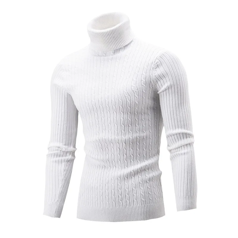 Autumn Winter New Men's Turtleneck Knitted T-shirts Male Slim Fit Solid Color High Neck Sweater Men Long Sleeve Pullover Tops