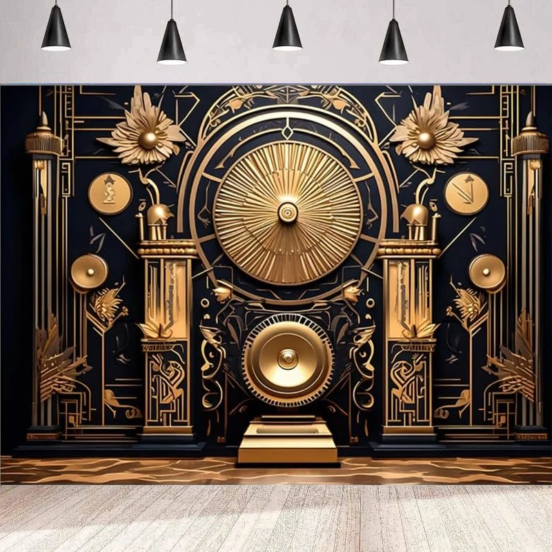 Фон для фотосъемки в стиле ретро 20-х годов интерьерный декор черная золотая