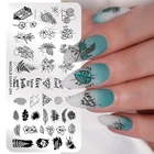 Трафареты NICOLE DIARY для стемпинга ногтей, Геометрические линии, листья, цветы, новый дизайн для малышей, Дня матери, шаблон для стемпинга, левый цветочный принт