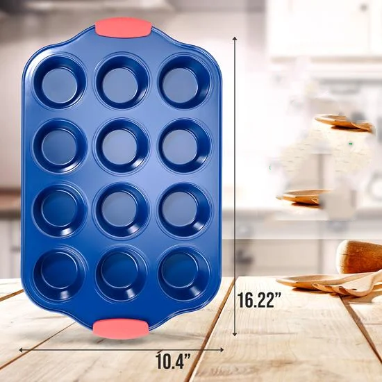 

cute 2023 Cup Muffin Nonstick Blue Carbon Steel Baking Pan