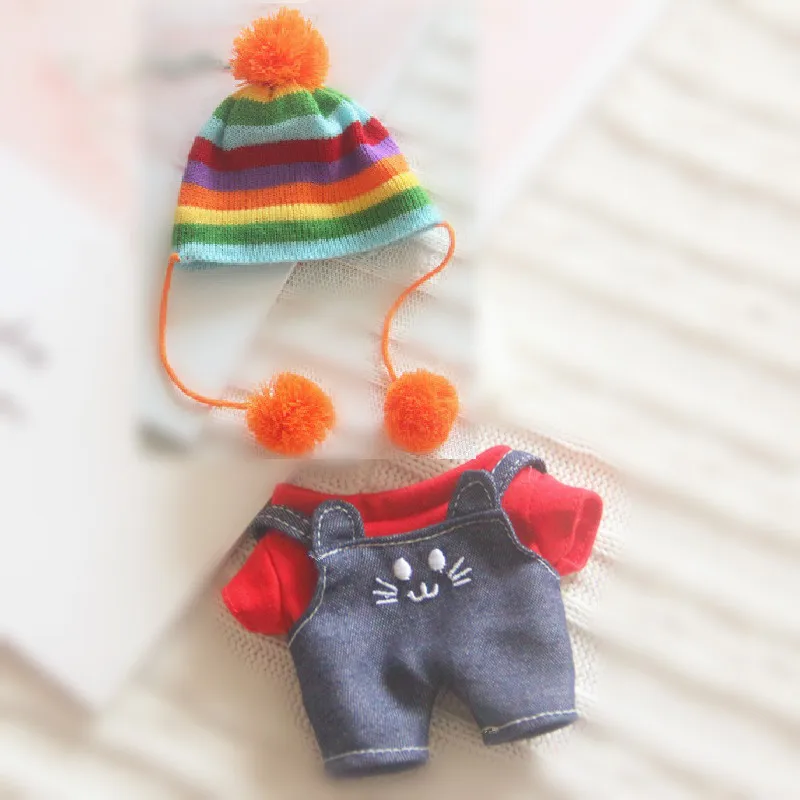 

[MYKPOP] KPOP Plush Doll's Clothes and Accessories: Bobble Hat + Overalls + T-Shirt 3pcs Set (without doll) KPOP Fans SC23031003