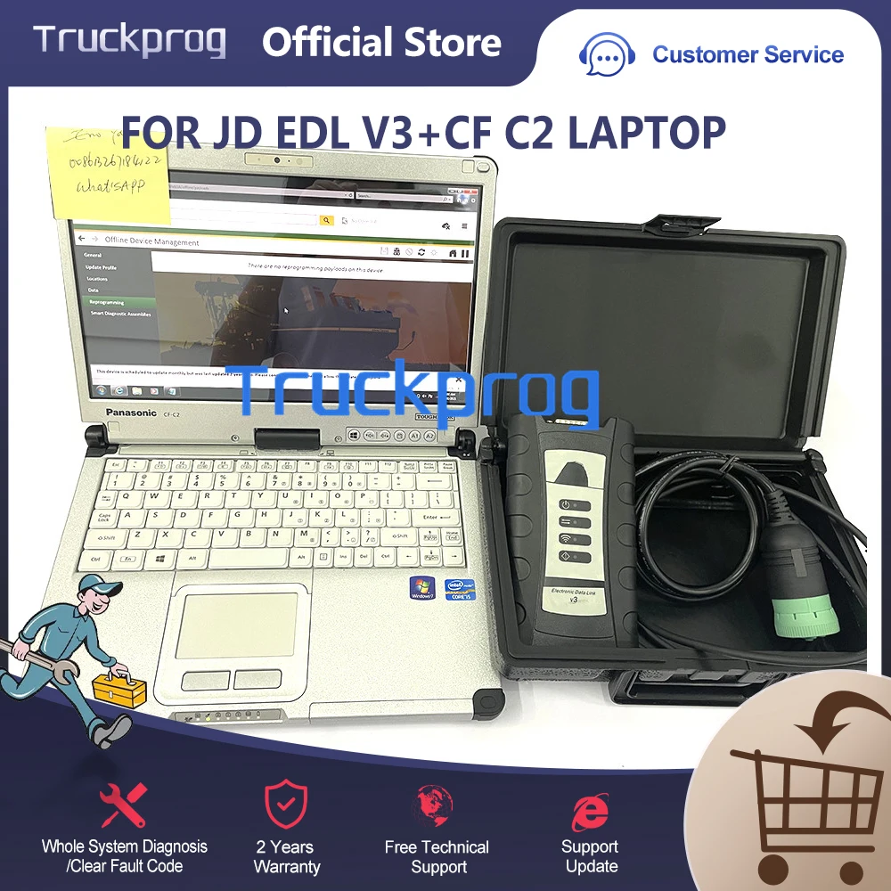 

V5.2 Electronic Data Link EDL V3 Diagnostic Adapter JD Service JD EDL v3 Advisor construction Agricultrue diagnotic+C2 LAPTOP