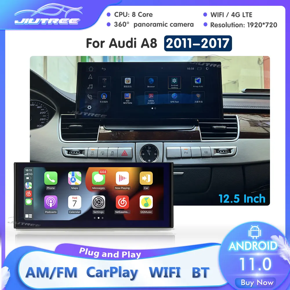 

12,3 дюймов для Audi A8 D4 2011 2012 2013 2014-2017 Android 11 Автомобильный мультимедийный DVD стерео радио плеер GPS навигация Carplay авто