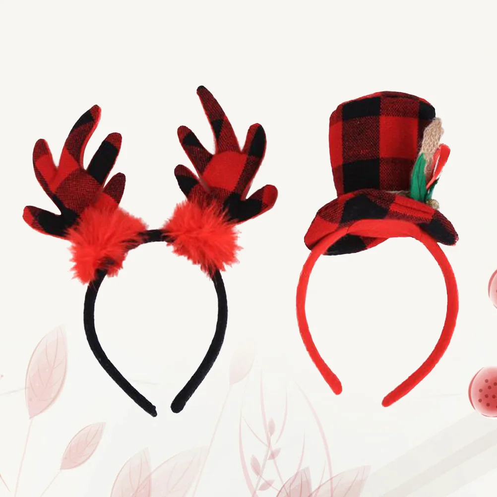 

2pcs Christmas Headband Reindeer Antlers Hat Hair Fawn Horn Hairband Xmas Headpiece Decor Headwear Headdress for Xmas Party