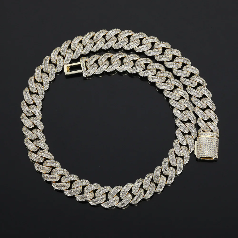 Хип-хоп муассанит бриллиант Майами бриллиантовая кубинская цепочка ожерелье