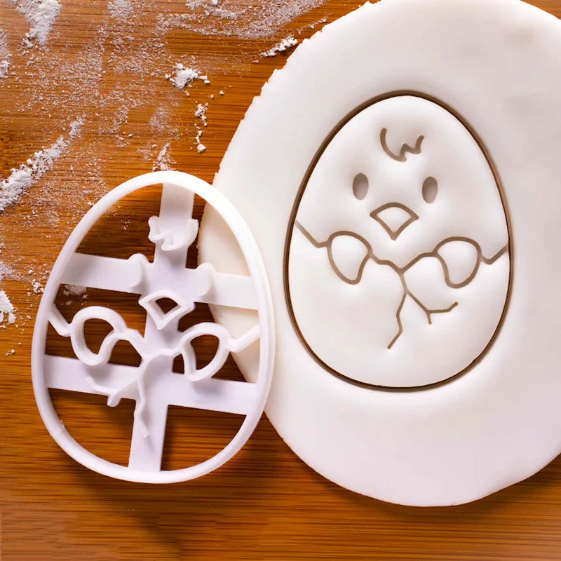 

Easter Egg Cookie Embosser Mold Cute Bunny Chick Shaped Fondant Icing Biscuit Cutting Die Set Cake Baking Decoating Tool